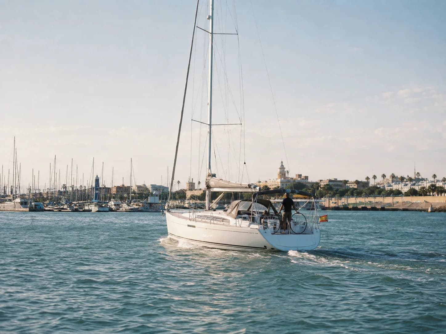 Velero saliendo hacia la bahía desde El Puerto de Santa María